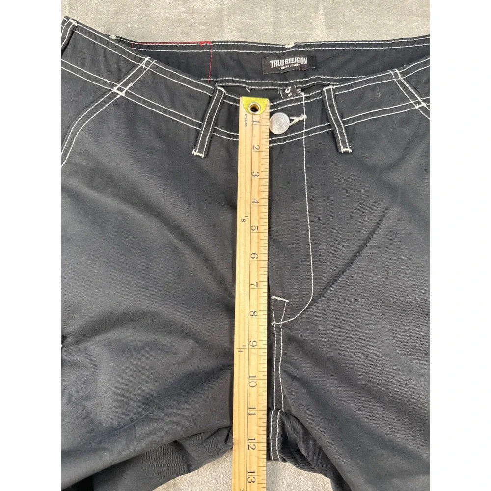 True Religion Cargo Pants Mens 34 Jet Black Contrast Stitch NEW